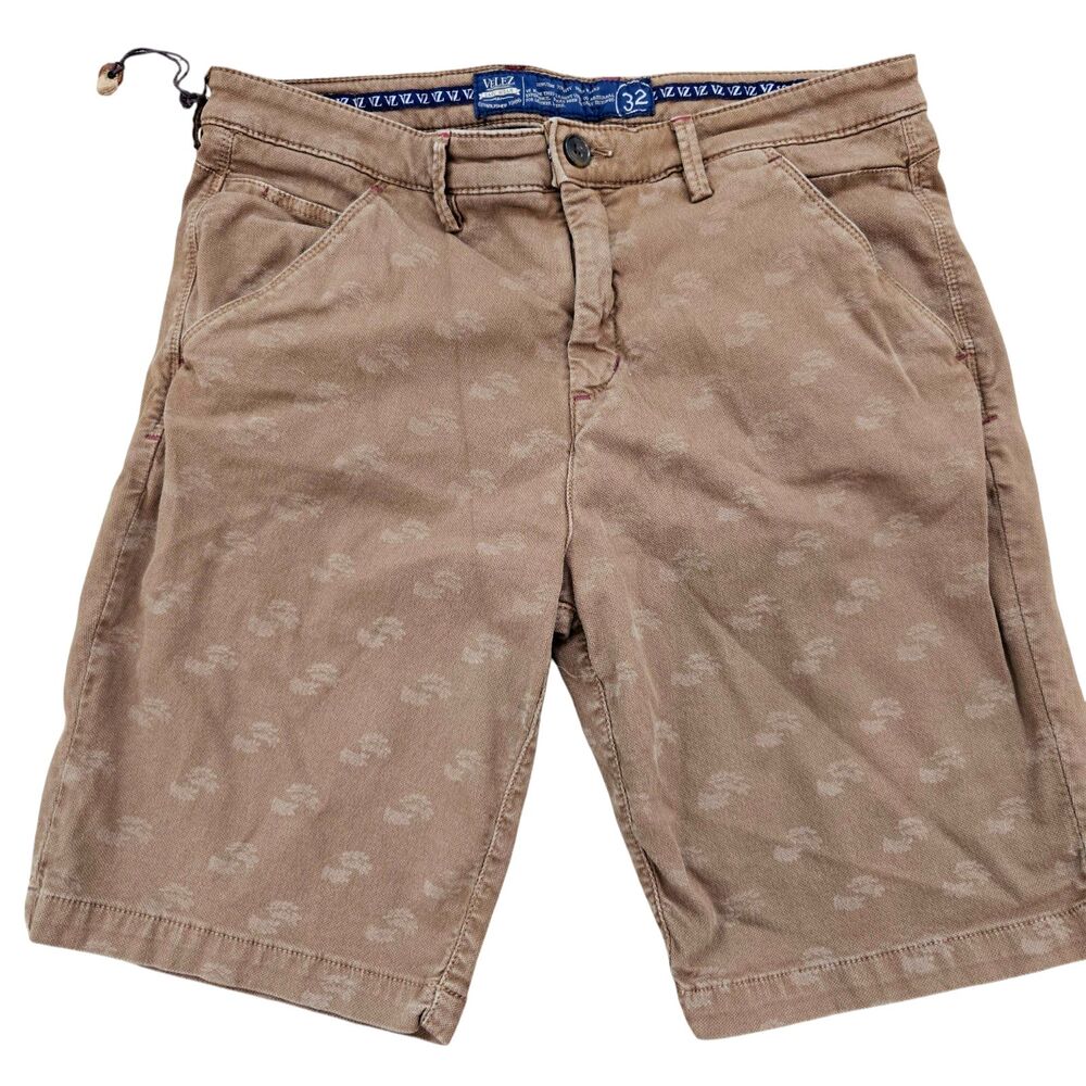 Velez Artisan easywear Mens Size 32 Brown print bermuda‎ shorts 9" Rugged NWOT